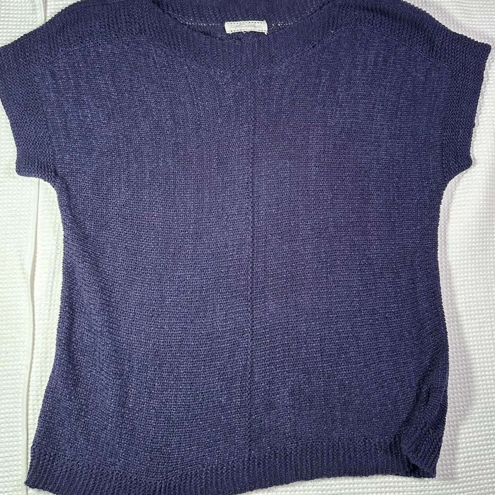 Navy blue acrylic & nylon knit sweater pointelle brand